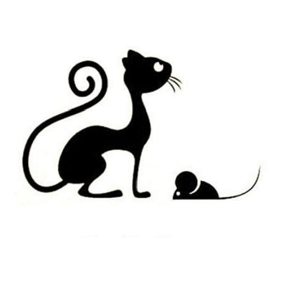 tredstone Cute Cat and Mouse Switch Sticker Black Switch Stickers Wall Stickers Home Decoration Lounge Baby Nursery Room