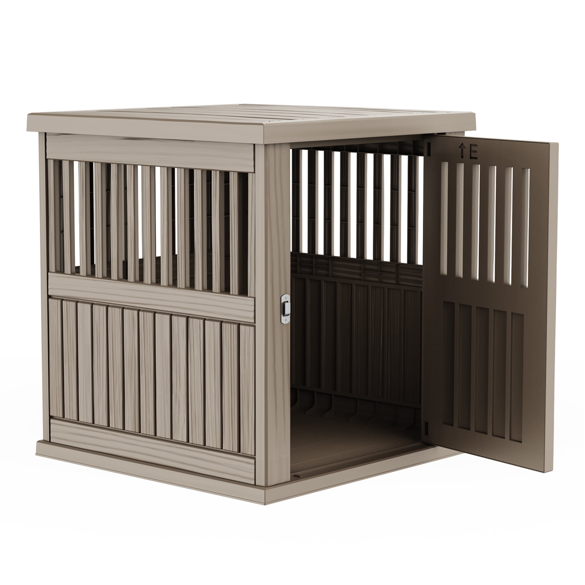 MAYEERTY Lockable Gate Pet Crate, Furniture-Style Multi-Use Shelter & Side Table for Home Patio
