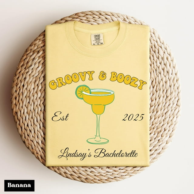 Comfort Colors® Groovy & Boozy Bachelorette Shirts, Custom Name Bachelorette Party Shirt, - Pepper - XL