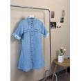 thumbnail image 3 of sicmoss Women's Blue Denim Jean Dress Short Sleeve Button Down Shirt Style Midi Summer Casual, 3 of 7