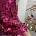 thumbnail image 5 of Yvsxxv Rose Red Fish Scale Sequin Tank Top V Neck Cami Vest 1Pc, 5 of 7