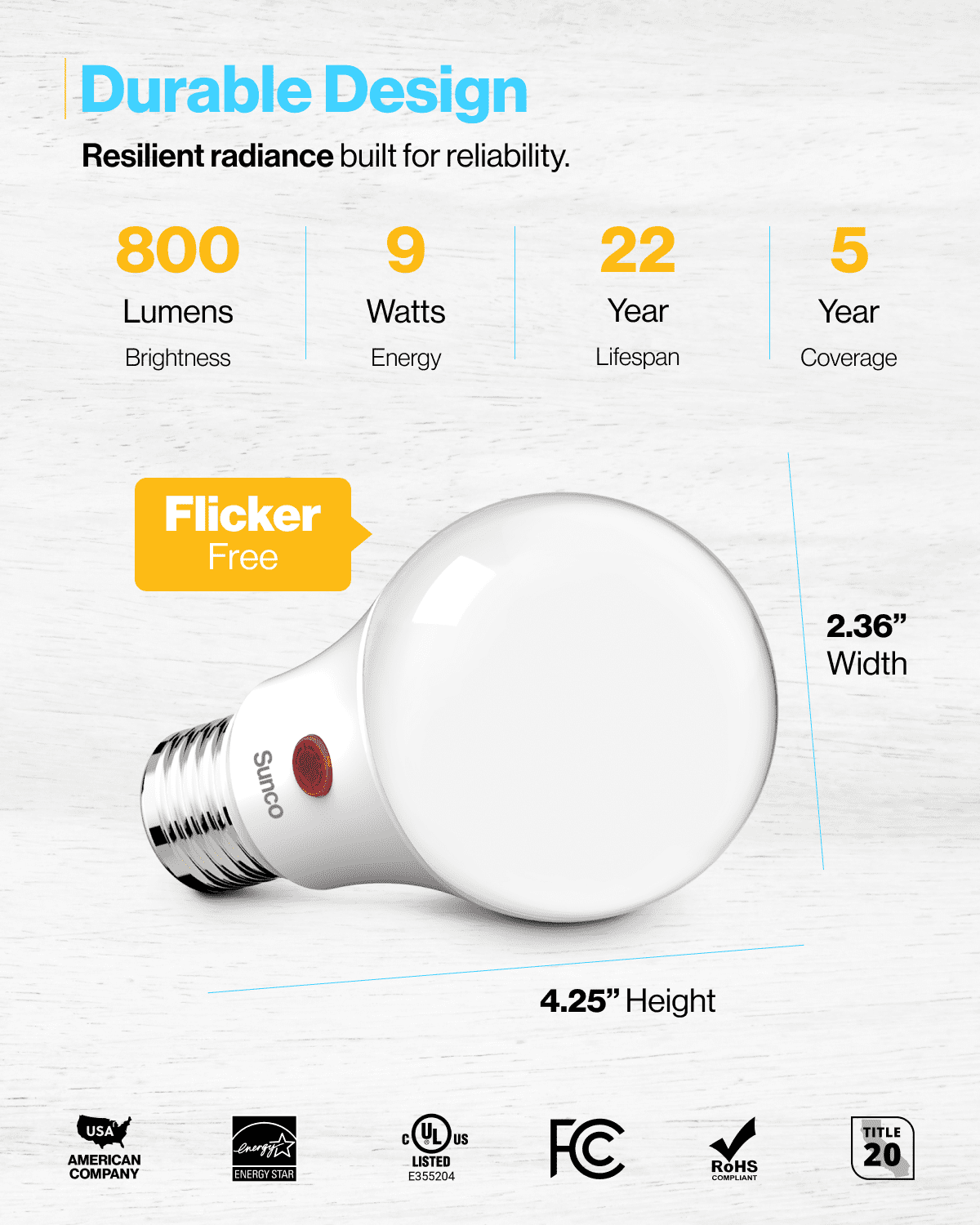 Sunco 10 Pack Dusk to Dawn Light Bulbs Outdoor, Sensor A19 LED Light Bulb, Auto On/Off Photocell Automatic for Outdoor Lighting, 9W (60W Eqv.), 800lm, 4000K Cool White