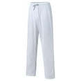 thumbnail image 4 of Vedolay Mens Trousers Men's Drawstring Waist Button Split Front Streetwear Cargo Pants with Pockets,White L, 4 of 5