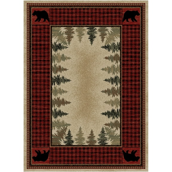 Mayberry Rug Hearthside Four Corners Red Lodge Area Rug 5'3"x7'3"
