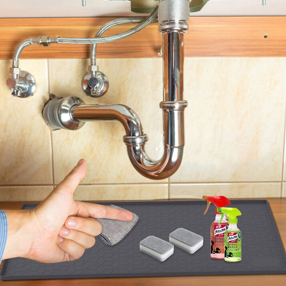 Cocobaby 34" x 22" Under Sink Mats Kitchen Silicone Under Sink Liner Silicone Cabinet Mat