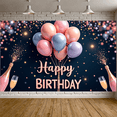 thumbnail image 2 of Sparkling Champagne Birthday Banner Celebration Balloons Party Backdrop Happy for Birthday Party Event Decoration Indoor, 2 of 9