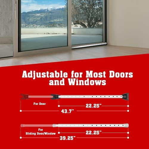 SecurityMan 2 in 1 Door Security Bar & Sliding Door Security Bar (2 Pack) - Kick Proof with High-Grade Iron (350lbs of Force) - Great for Home Hotel & Apartment Security - Adjustable Patio Door Lock