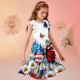 thumbnail image 5 of SGFCWSX Girls Summer Dresses 4th of July American Flag Patriotic Ruffle Sleeve Casual Tiered A-Line Kids Dress Multicolor Size 11-12 Years, 5 of 8