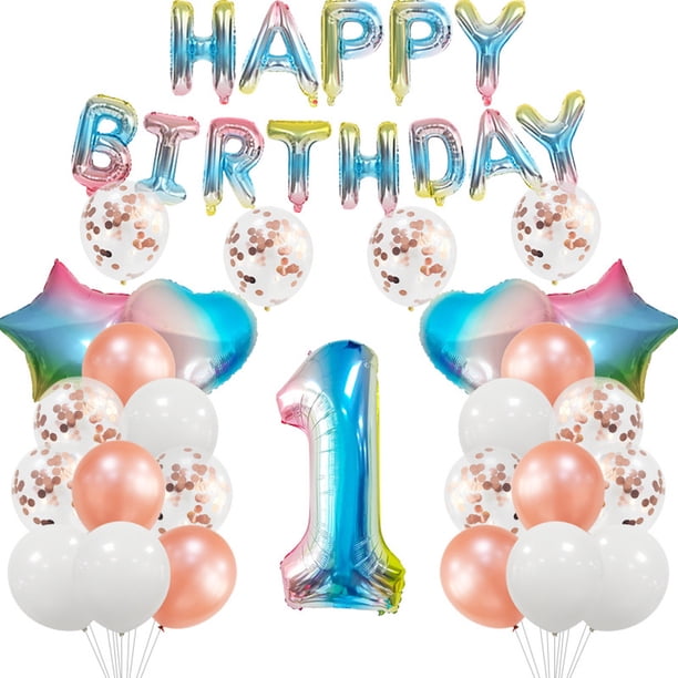 Kit de globos con forma de confeti de lámina de látex para el primer cumpleaños, 44 unidades