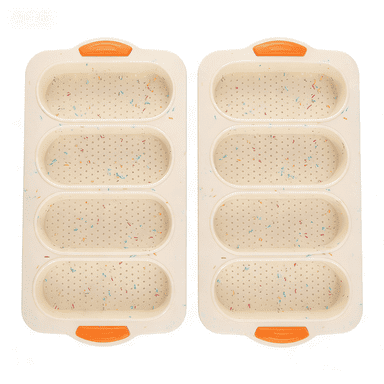 ROSOZ 2-Pack 4-Slot Perforated Silicone Baguette Mold – Non-Stick French Bread Baking Pan for DIY Artisan Loaves