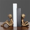 thumbnail image 2 of Literary Room Resin Bookends, Reading Figure Decor with Bronze Tone Shelf Accent for Upright Book Support and Tabletop Book Display, 2 of 9