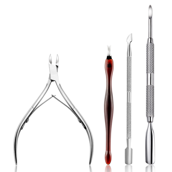 4 Pcs Cuticle Remover Set, Cuticle Trimmer, Cuticle Nippers, Stainless Steel Cuticle Remover Scissors Cutters, Nail Toenail Cuticle Clippers for Fingernails Toenails
