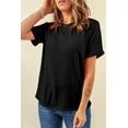 thumbnail image 2 of Women's Black Casual Plain Crew Neck Tee - [ZhiHiMeRi] | (US 18-20)2XL, 2 of 12