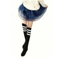 thumbnail image 2 of Luxsea Girls Knee High Long Socks for Kids Stripes Pattern Tall Cute Cotton Sports Old School White Socks Skate Children Baby Long Tube Leg Warm, 2 of 4