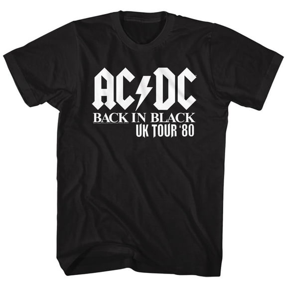 AC/DC Uk Tour Solid White Black Adult T-Shirt 4Xl