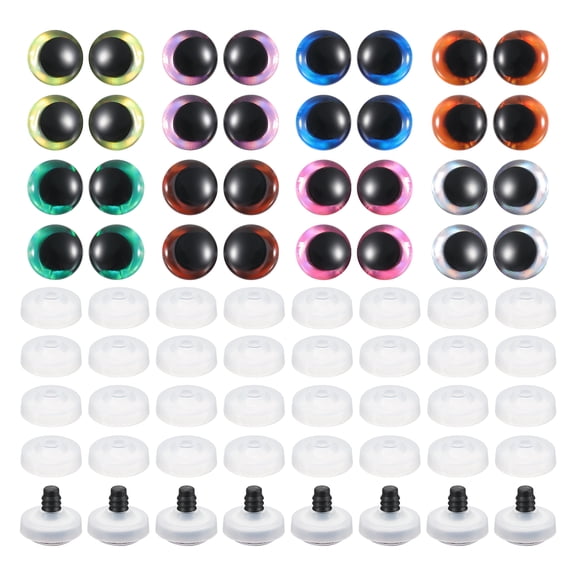 Uxcell 20mm Glitter Moon Safety Eyes, 48 Pcs Colorful Crocheting Safety Eyes, 8 Colors