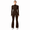 Brown, variant on Women's 2 Piece Tracksuit Set, Zip Up Fitted Jacket & High Waist Flare Pants Workout Outfit