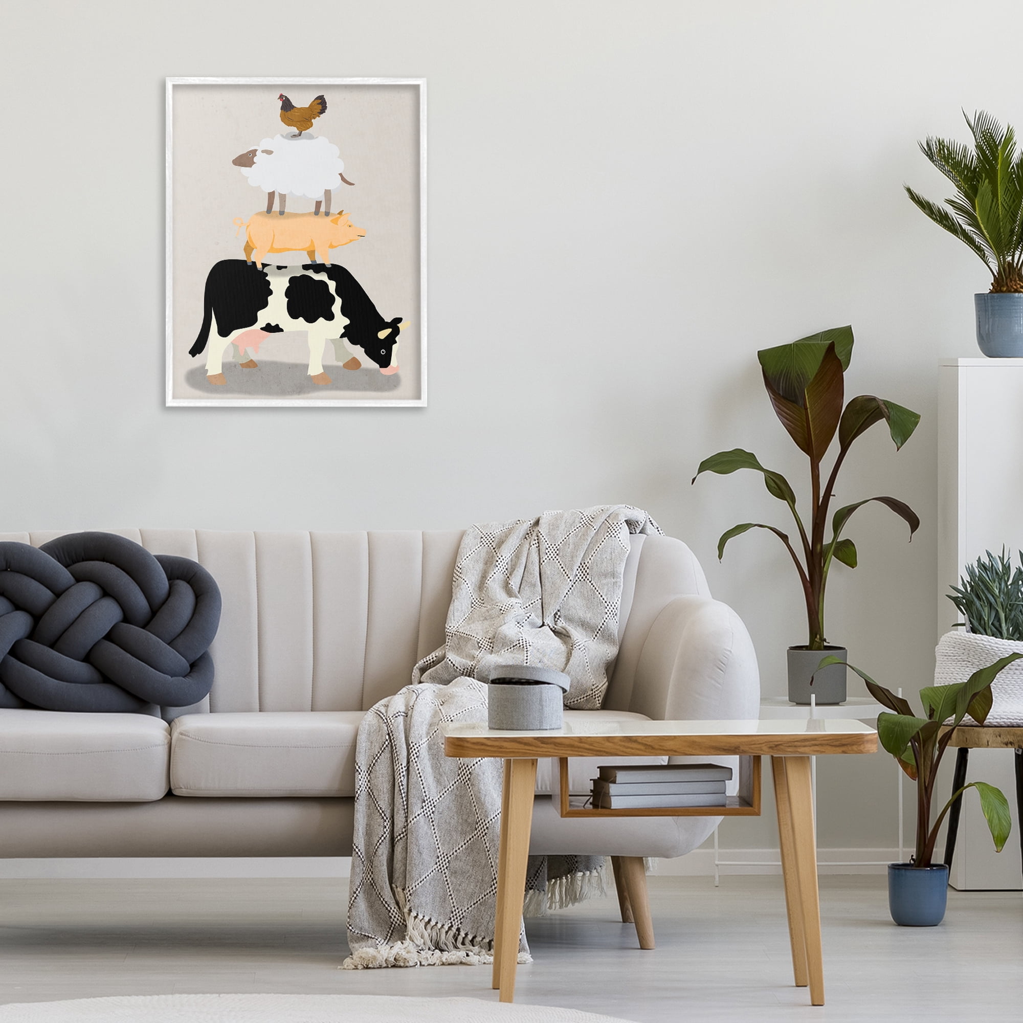 Stupell Industries Farm Stack over Beige White Framed Giclee Art, design by Marcus Prime