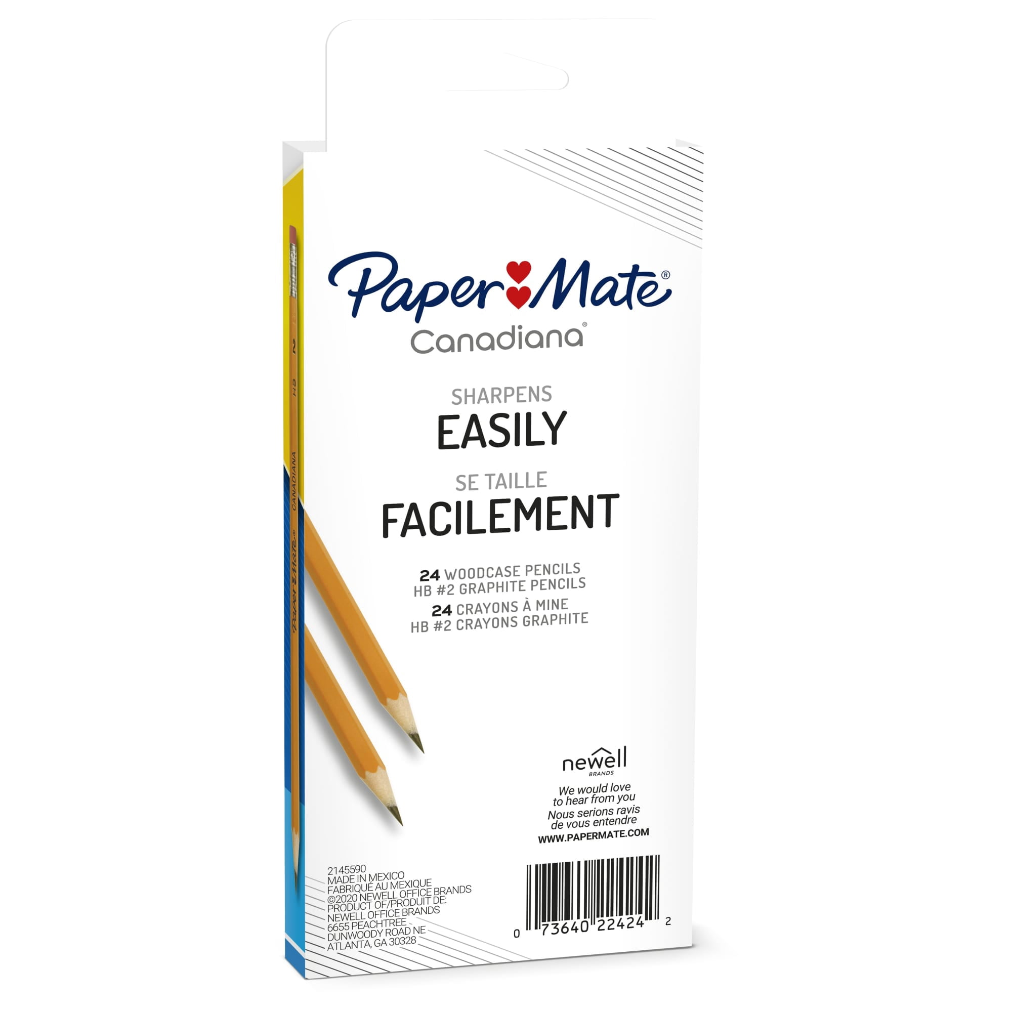 Paper Mate Canadiana #2 Pencils, Reinforced, Break-Resistant Lead When Writing, 24 Count