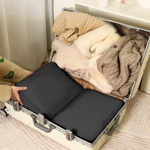 Compression Storage Bag, Vacuum Bag Alternative, Foldable Fabric Organizer with Double Zippers, for Closet Bedroom Travel Organization, Homeowners and Frequent Travelers