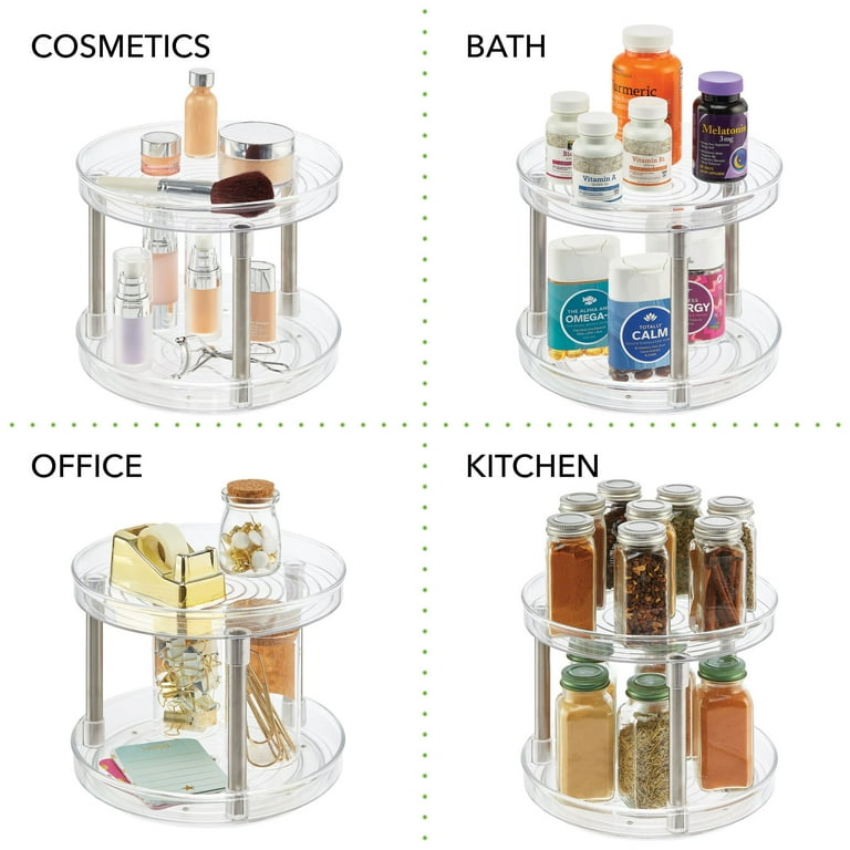 Lazy Susan - Set Di 2 Organizer Rotanti Per Armadietti, Trasparenti Con Manici, 29,2 Cm, Porta Spezie Per Cucina, Dispensa, Frigorifero E Bagno - 3