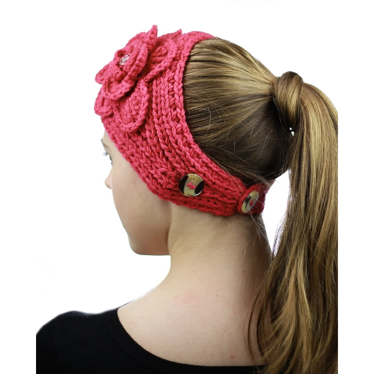 Taupe wool knitted headband pink embroidery Flowers Floral Dusty Pink Iria Flower Girl Headband | La Coqueta Kids UK main image 4