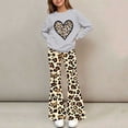 thumbnail image 7 of FSYBOA Girls Graphic Outfit Set, 2 Piece Elastic Waist Girls Crew Neck Tops and Flare Pants Gray Size 14-15T, 7 of 7