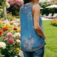 thumbnail image 2 of TaTaai Womens Casual Gathered Crew Neck Printed Sleeveless Chiffon Top Soft Lightweight Breathable Fashion Blouse Versatile For Daily Wear Party Gatherings Gift, 2 of 8