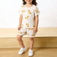 thumbnail image 2 of Vestido de Manga Corta Estilo Moda Chicos Y Niñas Casual Manga Corta Cuello Redondo con Detalle de Botón Y Pantalones Cortos Impresos Conjunto, Tela Suave Transpirable para el Uso Diario, Pantalones, 2 of 8
