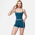 thumbnail image 2 of Active Active Women's High Waist Biker Shorts with Contrast Piping and Seamless Stretch Fabric - Large, Teal, 2 of 5