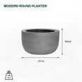 thumbnail image 5 of Pottery Pots USA Inc. Pottery Pots Sunny Fiberstone Indoor Outdoor Modern Round Planter White 17.7" x 17.7" x 10.6", 5 of 5