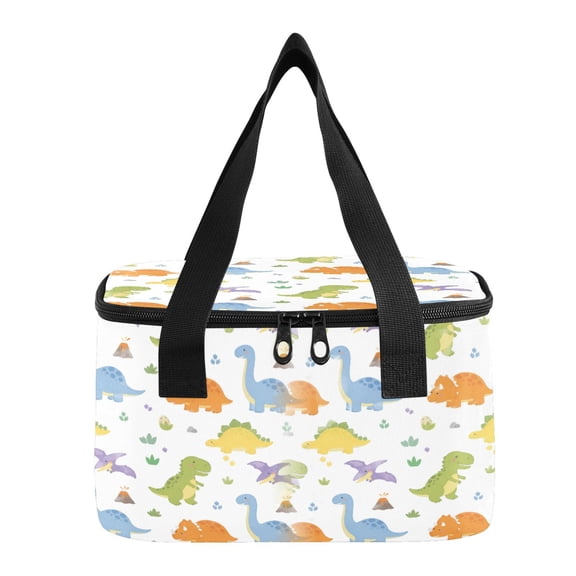 6L Insulated Lunch Bag Square Handheld Cooler Tote Adorable Dinosaur Nursery Reusable Thermal Bag with Polyester & Aluminum Lining for Work Picnic Travel