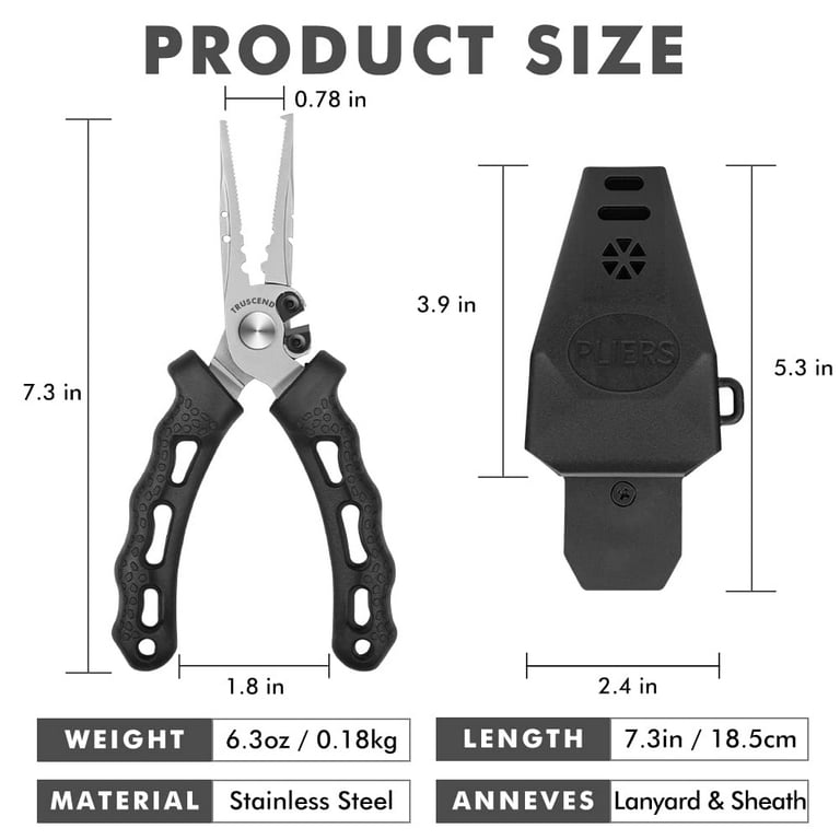 TRUSCEND Fishing Pliers Saltwater With Mo-V Blade Cutter,, 52% OFF