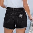 thumbnail image 3 of HKYNLAG Jean Shorts for Women High Waisted No Stretch Distressed Denim Shorts Ripped Frayed Raw Hem Summer Casual Shorts Black S, 3 of 4