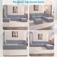 thumbnail image 4 of Puremind Modular Sectional Sofa with Movable Ottoman, Convertible U Shaped Couch, Linen 6 Seater Free Combination Sleeper Sofa for Living Room, Light Grey, 4 of 7