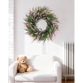 thumbnail image 3 of Lavender Wreath for Front Door - 20 Inch Realistic Faux Pink Lavender Wreath with Greenery, All-Weather PVC, Outdoor Indoor Hanging Decor for Spring Summer Home, 3 of 11