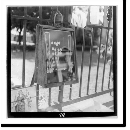 Historic Print, [Catholic religious scenes in Puerto Rico, 1944-46: religious charms, lockets & necklaces for sale], 16" x 20"