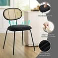 thumbnail image 6 of Danolapsi Modern Dining Chairs Set of 2, Mid-Century Velvet Upholstered Dining Room Chairs with Rattan Backrest & Sturdy Metal Legs, Perfect for Kitchen, Living Room, Reception, 6 of 8