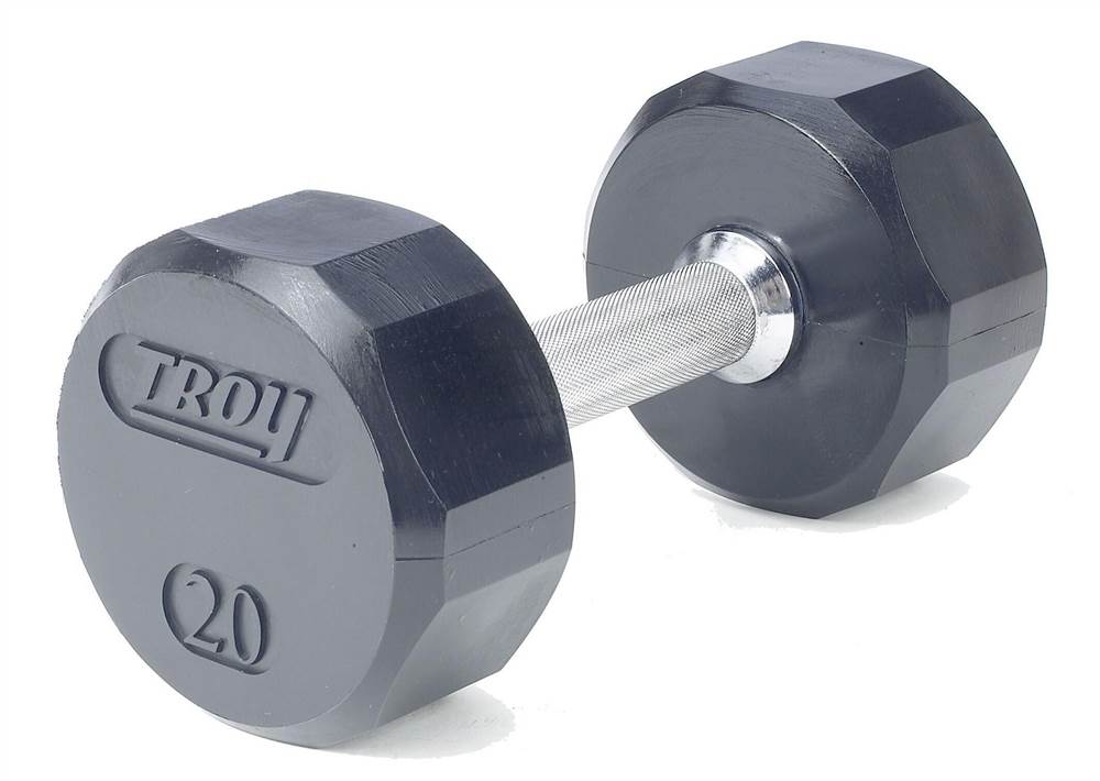 Troy Rubber Encased 12Sided Dumbbells 55 lb.75 lb. Set