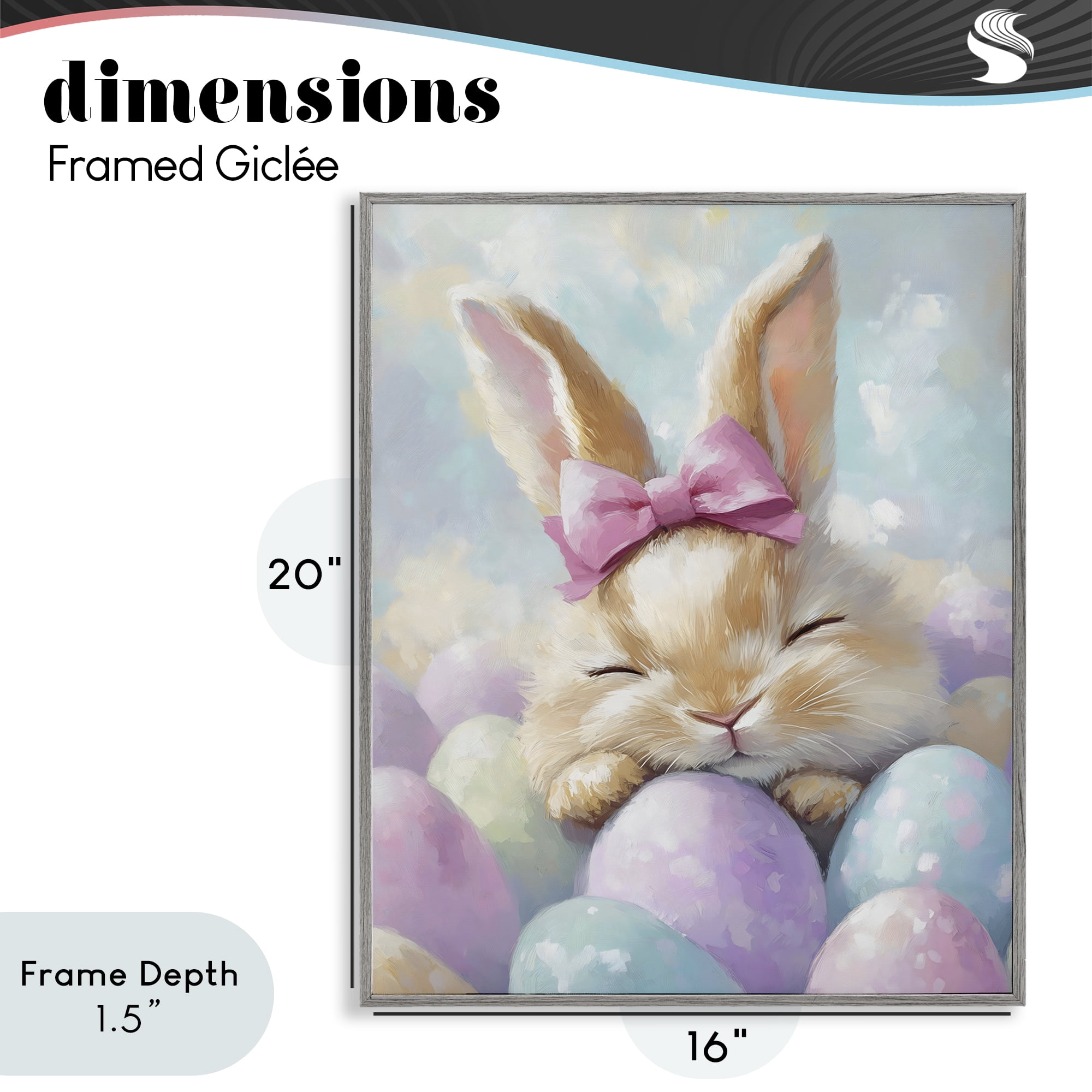 Stupell Industries Sleeping Easter Bunny with Eggs Gray Framed Giclee Art, design by The Prints Vibe