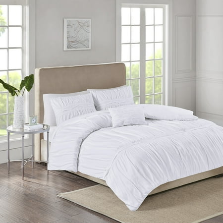 Four Piece Comforter - 510 Design Mervyn 4 Piece Solid Ruched Bedding Comforter Set
