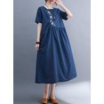 thumbnail image 4 of Robe Ample pour Femmes avec Poches Manches Courtes Robe Décontractée de Vacances, 4 of 8