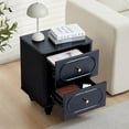 thumbnail image 5 of Wirrytor 2 Drawer Fluted Nightstand, Mid Century Modern Farmhouse Night Stand Small End Table Bedside Table for Bedroom, Living Room, Black - Compact Storage Solution with Sturdy Solid Wood Legs, 5 of 6