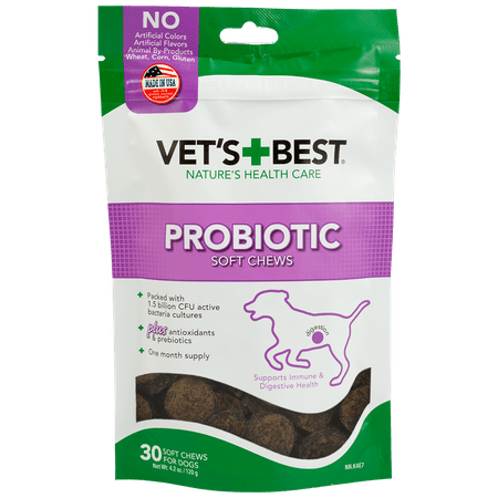 Vet's Best Probiotic Soft Chews Dog Supplements | Supports Dog Digestive Health | Promotes a Healthy Gut | 30 Day