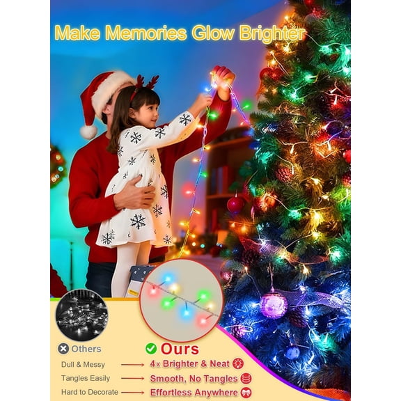 JINYUN-Christmas Lights with 300 LEDs, 100FT Connectable Plug in Fairy String Lights for Outdoor Tree and Indoor Décor, 8 Modes & Timer, IP65 Waterproof Lights for Yard Garden Decor (Multi-Color)