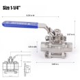 thumbnail image 3 of Válvula de bola Midline Valve de 1-1/4" de acero inoxidable, paso completo, 3 of 7