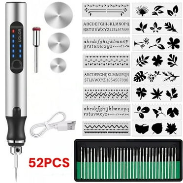 52Pcs Electric Engraving Pen Kits, Mini Portable Electric Engraver Tool for Jewelry Wood Metal Stone Plastic Glass Etching