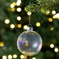 Northlight 6ct Clear and Silver Iridescent Glass Ball Christmas Ornament Set 3.25" (80mm)