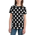 thumbnail image 3 of Wukai Black and White Polka Dot Youth Unisex Short Sleeve T-Shirt for Boys, Girls, Teens, and Kids-X-Small, 3 of 7