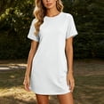 thumbnail image 2 of Bxsruta Womens T Shirt Dress Short Sleeve Casual Loose Shift Dresses with Pockets, 2 of 7